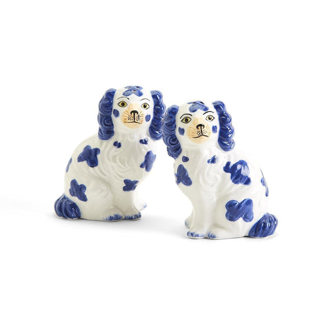 Two's Company Staffordshire dog shakers front view showing hand-painted detail and vintage charm