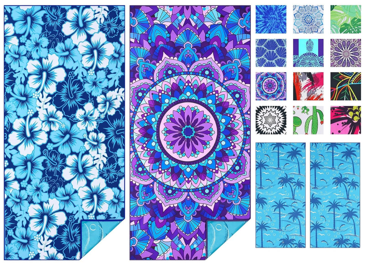 TwoYek folded floral mandala towel showing compact travel benefit