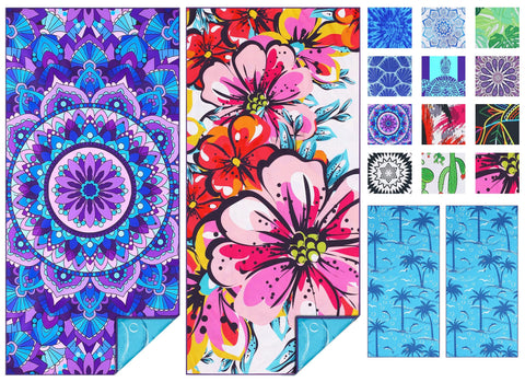 TwoYek front view of mandala floral towel showing double-sided print and vibrant colors