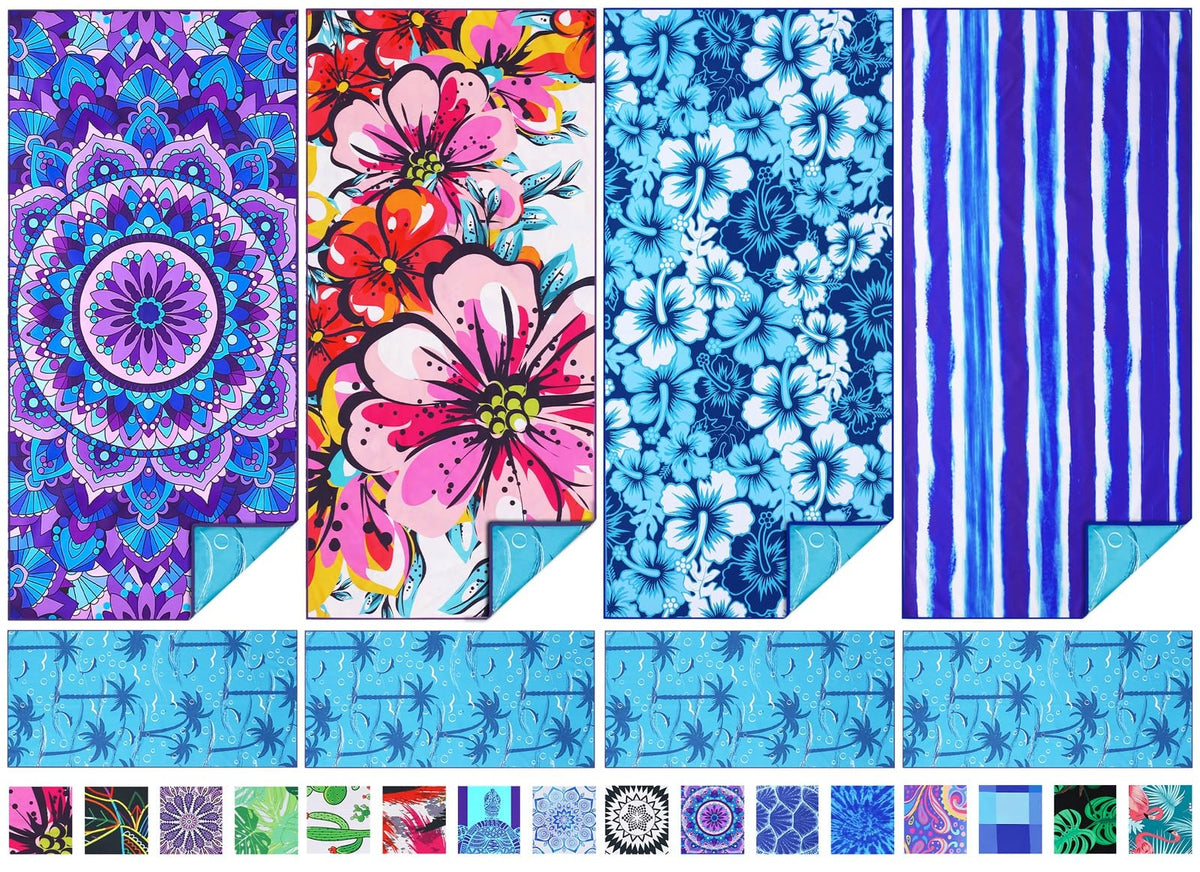 TwoYek front view of 4-pack towels showing colors and branding for quick selection