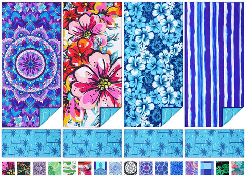 TwoYek front view of 4-pack towels showing colors and branding for quick selection