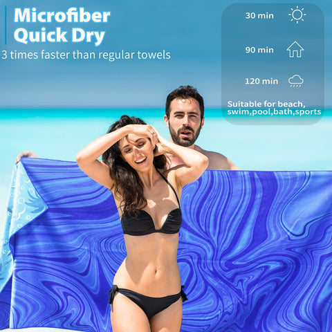 TwoYek towel in use on beach offering large comfortable coverage