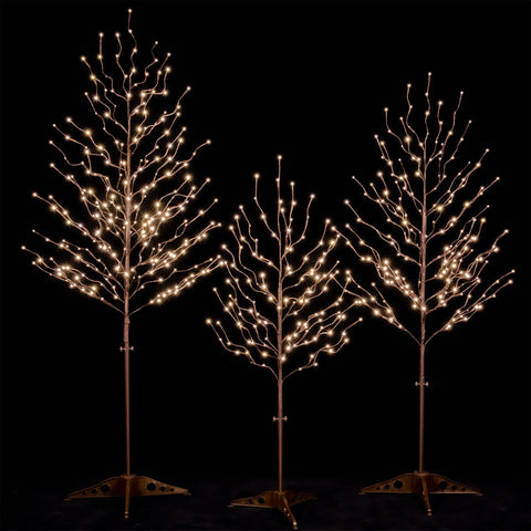 TYBEEU front view of three LED trees showing warm glow and shape benefit