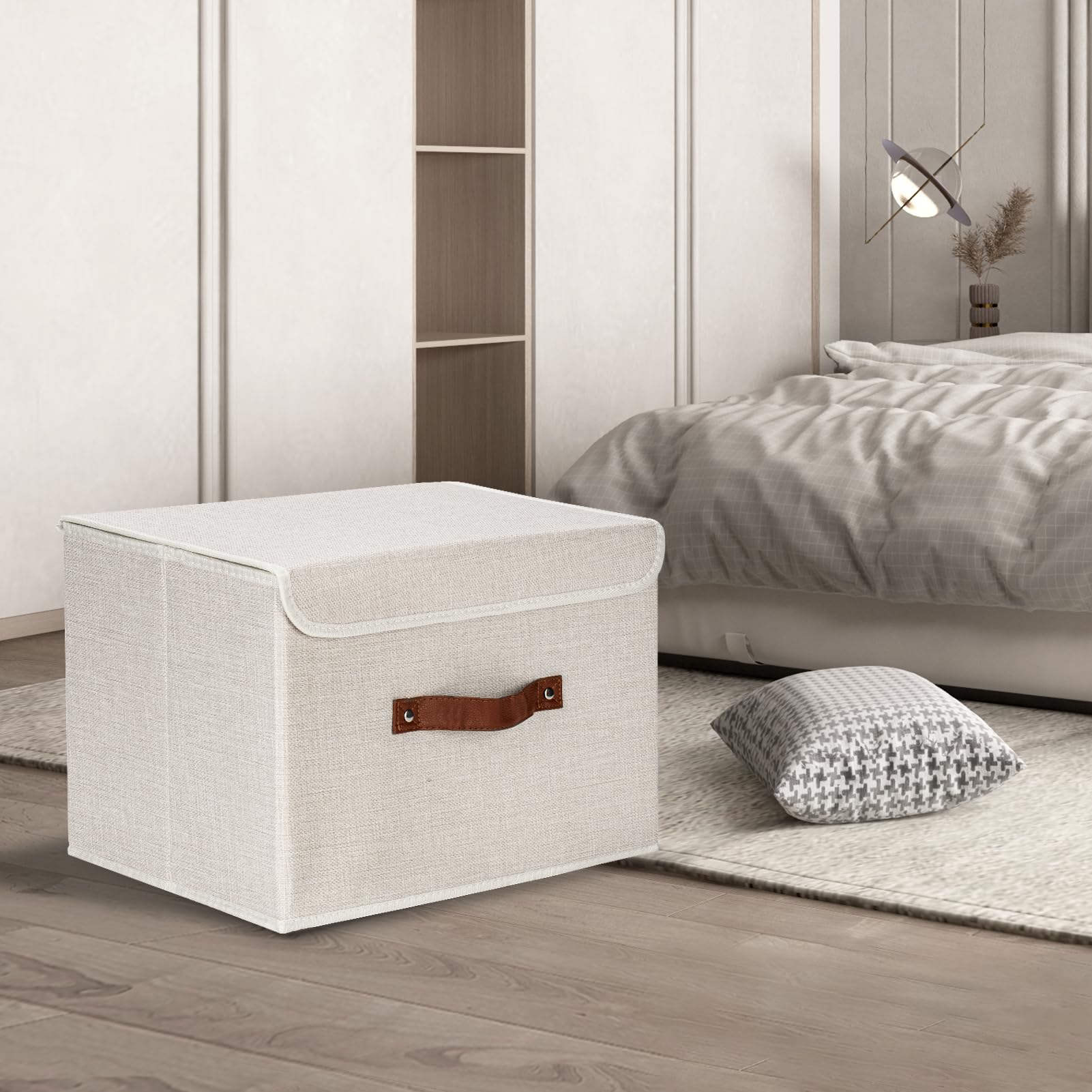 TYEERS boxes stacked inside closet demonstrating space-saving organization benefit