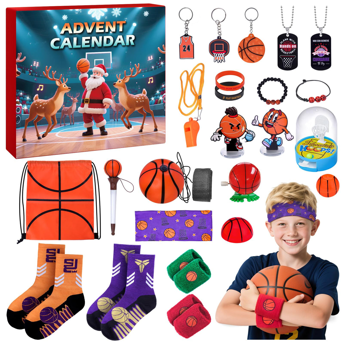 Tymokcall front packaging showing 24 numbered basketball-themed surprises, builds excitement