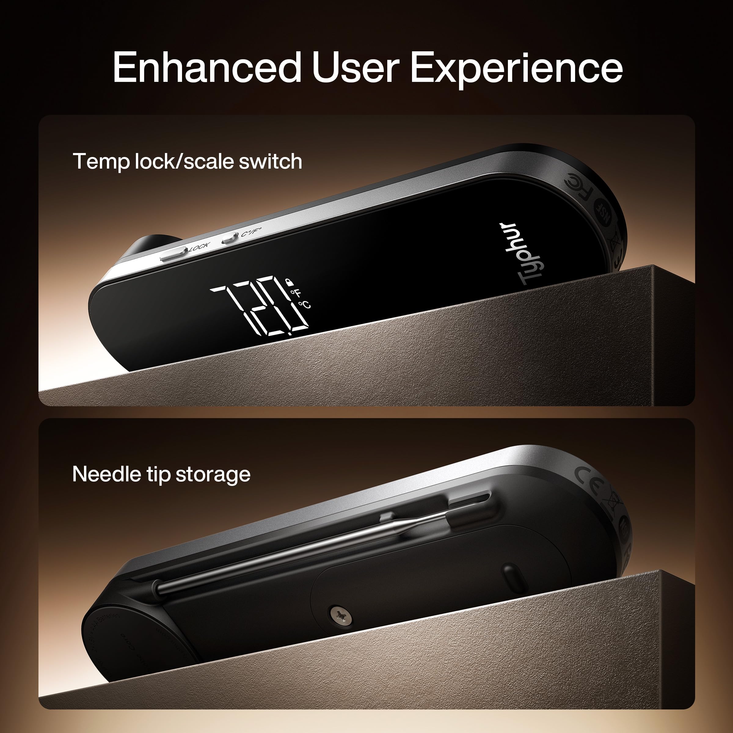 Typhur magnet storage on fridge for easy access and tidy kitchen workflow