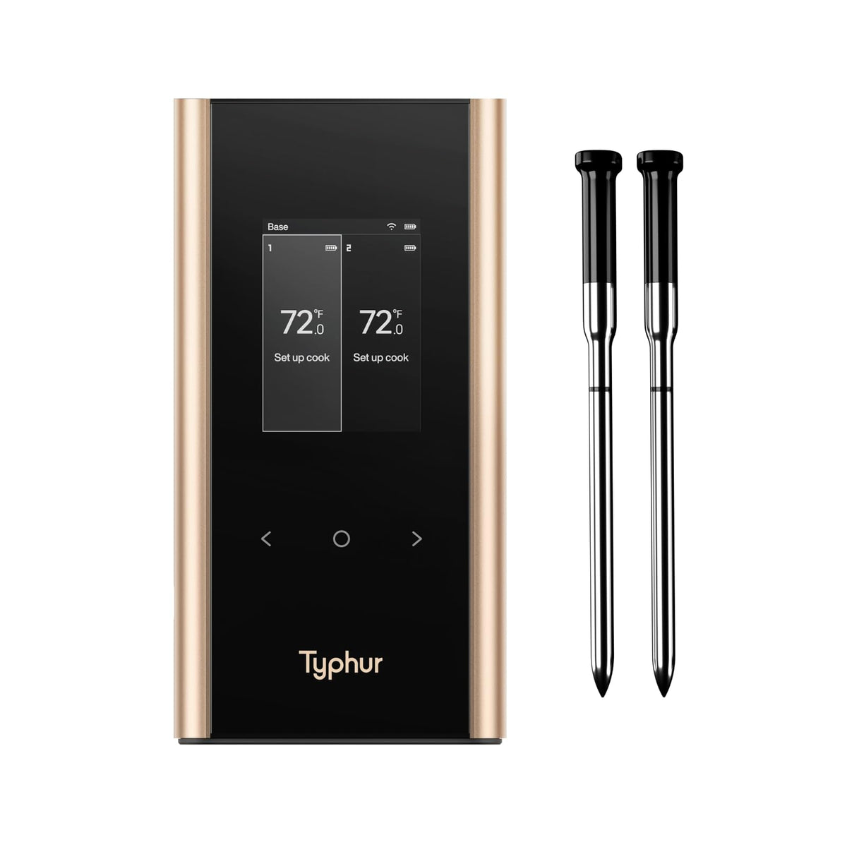 Typhur front display showing live temperatures and easy controls for quick monitoring