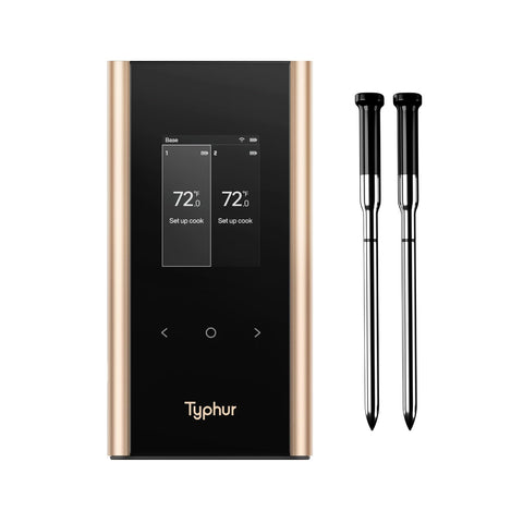Typhur front display showing live temperatures and easy controls for quick monitoring