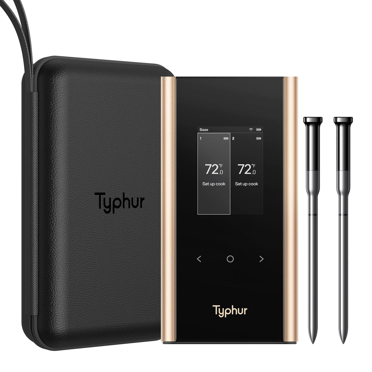 Typhur front view of Sync Gold base showing clear readout and control buttons for convenience
