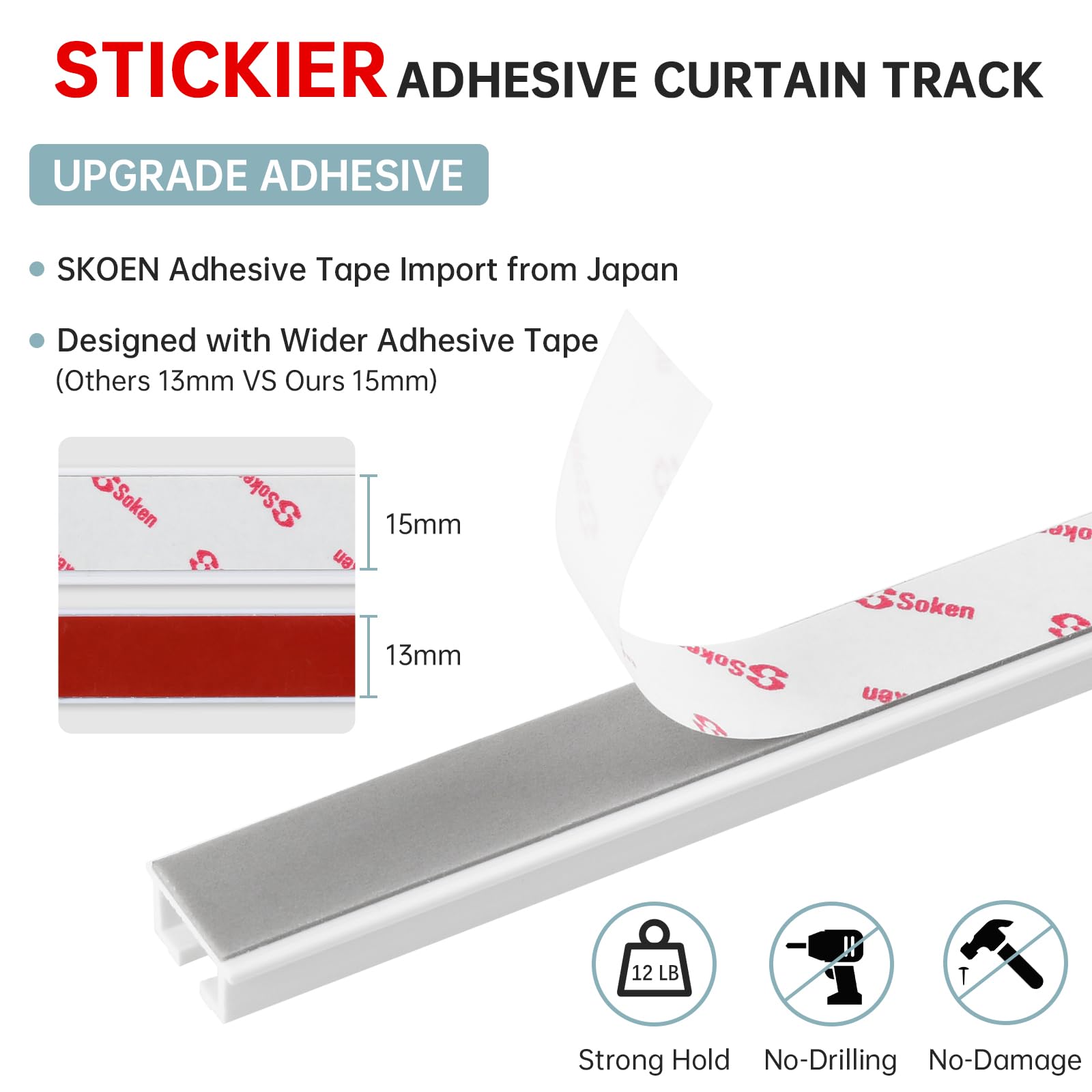 TYRON close-up of 15mm Soken adhesive tape demonstrating wider grip for stronger hold