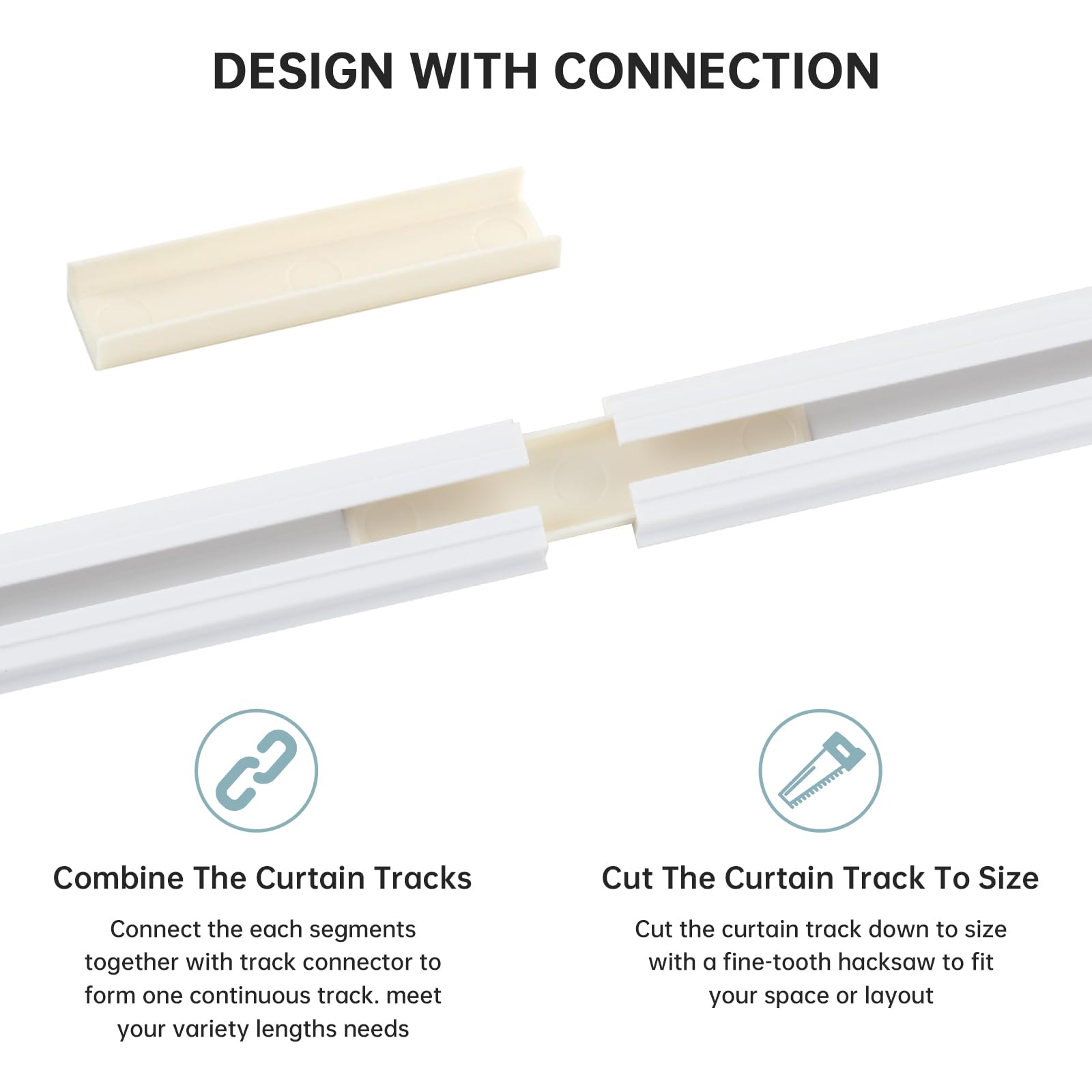 TYRON track connector and screwed end cap detail offering secure, flush joint benefit