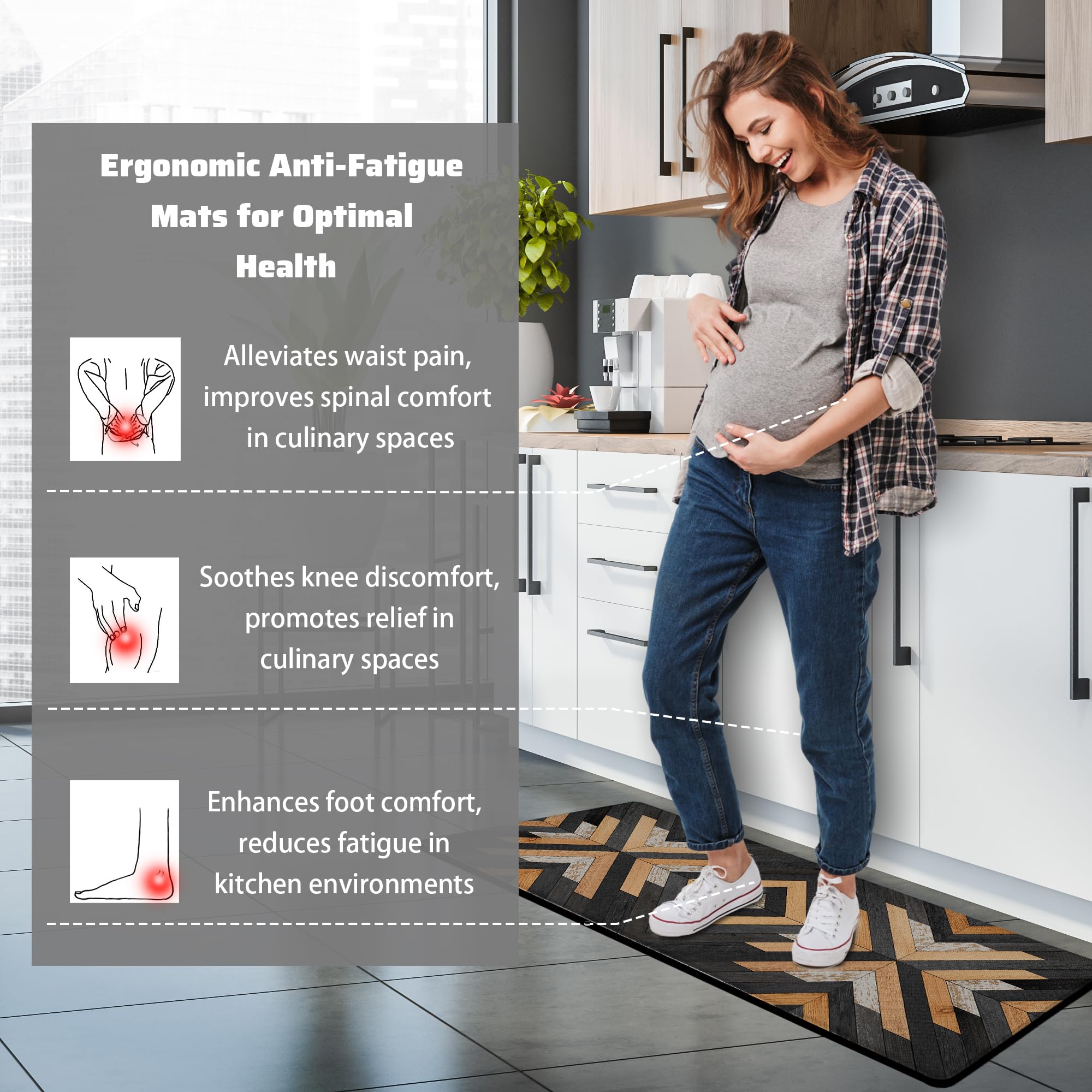Tyrot mat placed at sink in use demonstrating ergonomic support during chores
