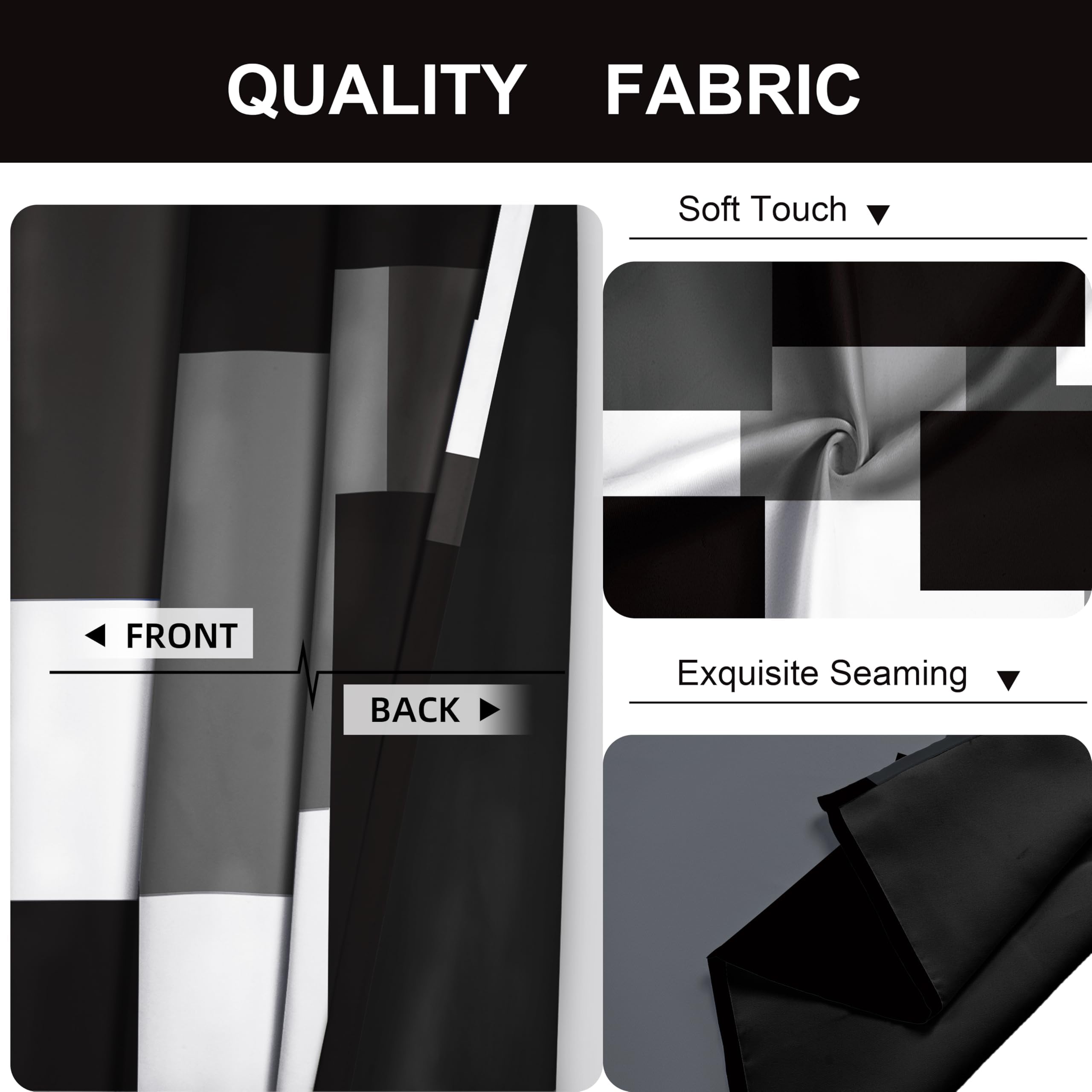 Tyrot curtain beside measuring tape showing panel dimensions and fit benefit