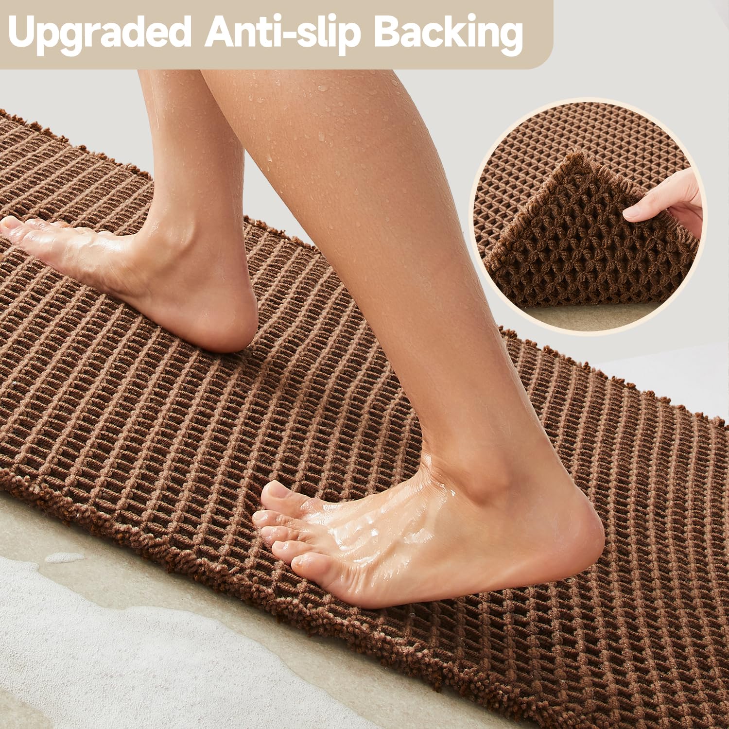 TYUU mat placed on bathroom floor demonstrating stable grip