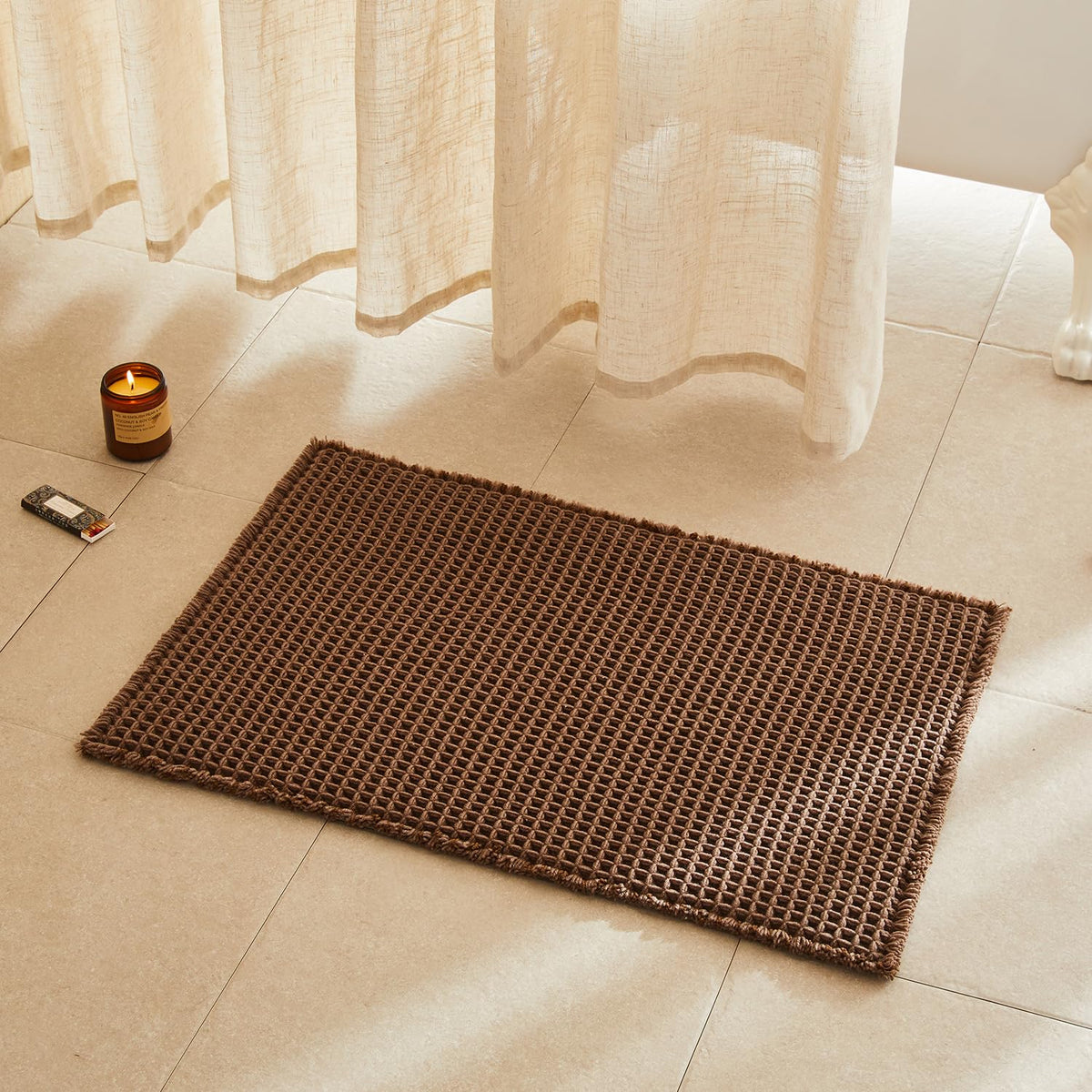 TYUU mocha front view showing compact rug and stylish boho look