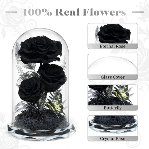 Tyvouflo close-up of a black rose petal revealing texture and long-lasting preservation