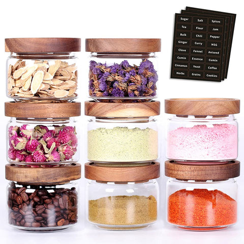 Tzerotone glass spice jars front view showing neat organization benefit