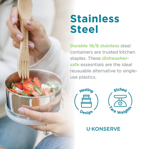 U-Konserve containers holding a packed salad, portable and plastic-free lunch