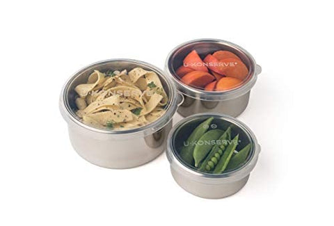 U-Konserve closed containers with silicone lids, leak-resistant food protection