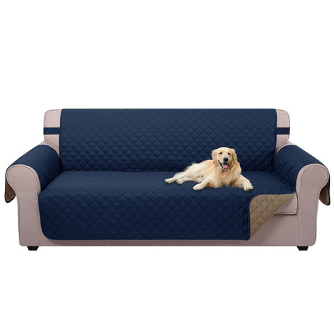 U-NICE HOME front view of reversible navy taupe cover showing full protection and style