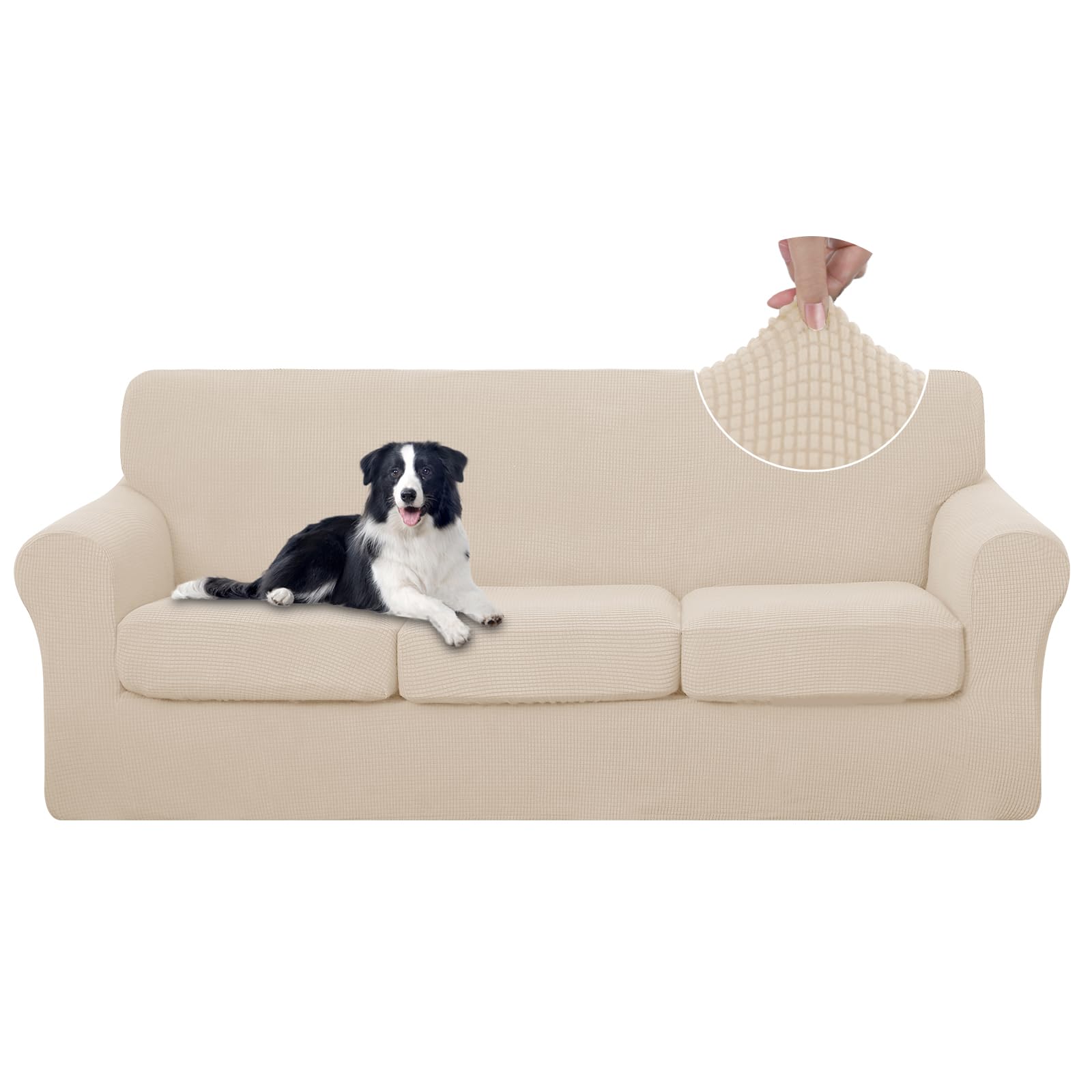 U-NICE HOME front view beige cover showcasing smooth tailored fit