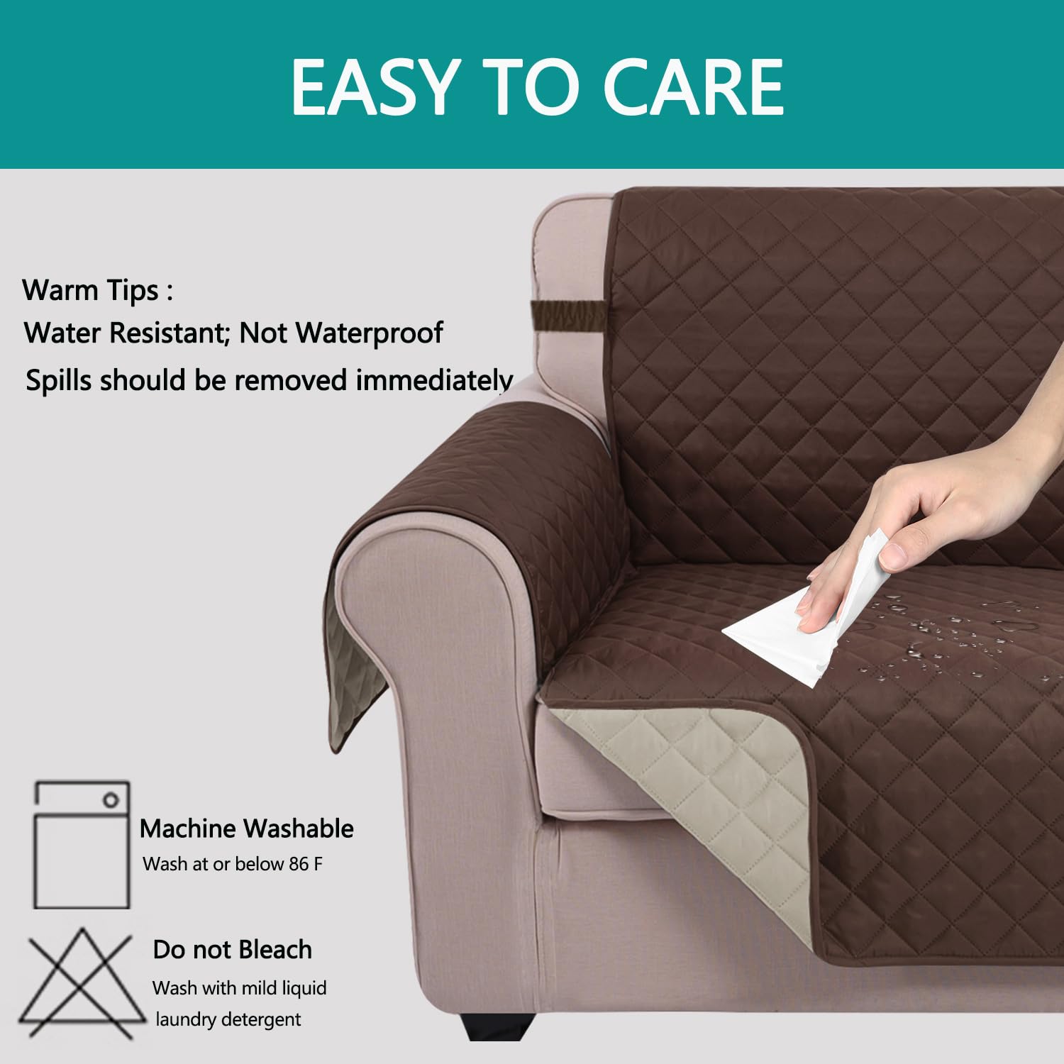 U-NICE HOME cover on couch with dog showing pet protection benefit