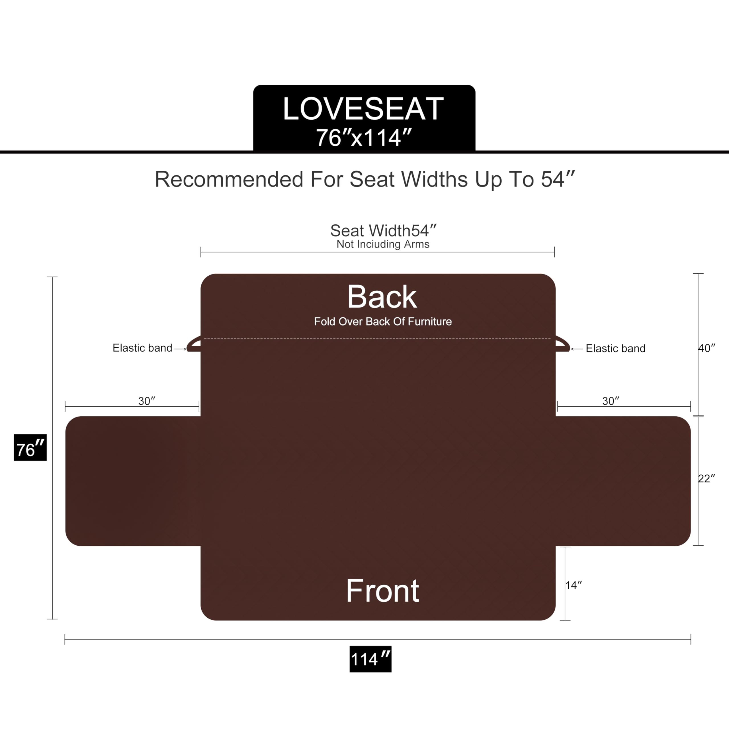 U-NICE HOME loveseat with measuring tape demonstrating fit and sizing guidance