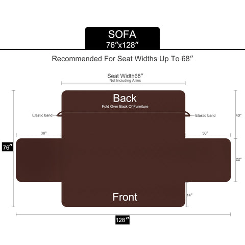 U-NICE HOME cover on sofa with measuring tape showing fit up to 68 inches