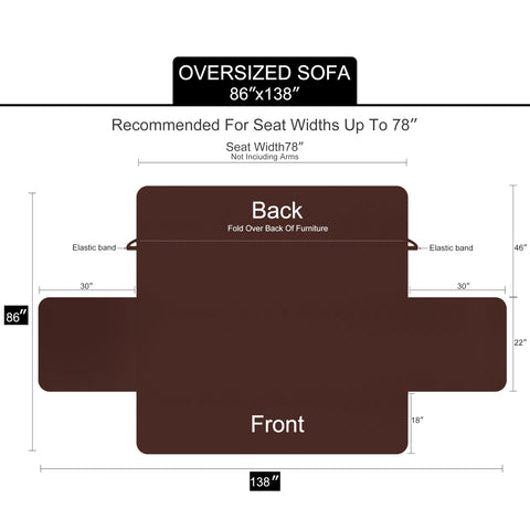 U-NICE HOME cover on sofa with measuring tape showing fit for up to 78-inch seats
