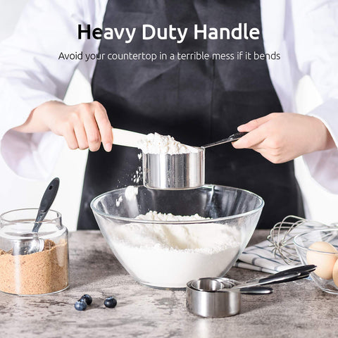 U-Taste stainless steel cup holding liquid to demonstrate leak-free, sturdy measuring