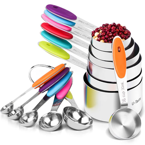 U-Taste front view of 12-piece set showing neat nested arrangement and durability