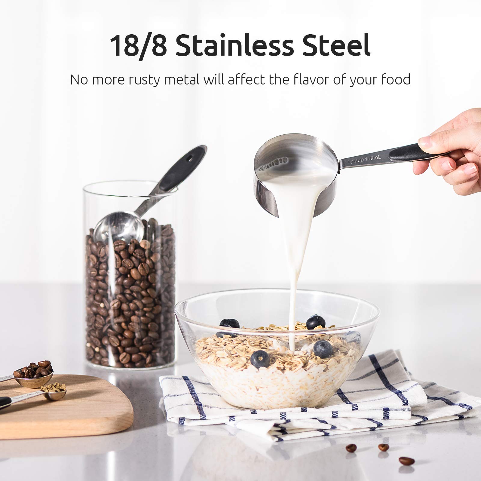 U-Taste color-coded handles lined up for quick size recognition and faster prep