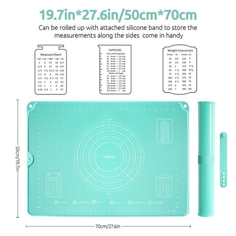 U-Taste closeup of printed measurement markings for precise dough sizing and easy conversions