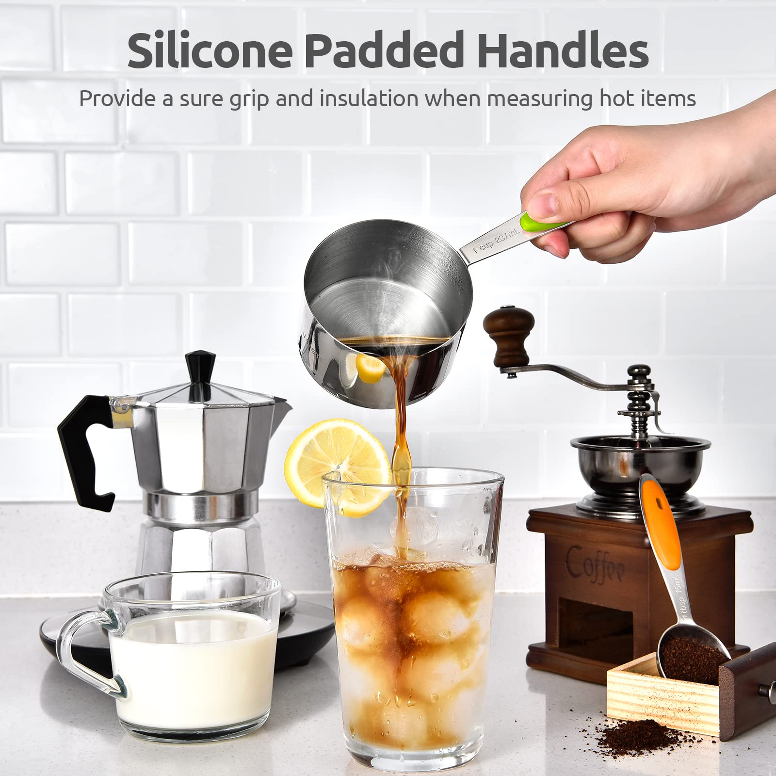 U-Taste cups held in hand to show real-size scale and user-friendly proportions