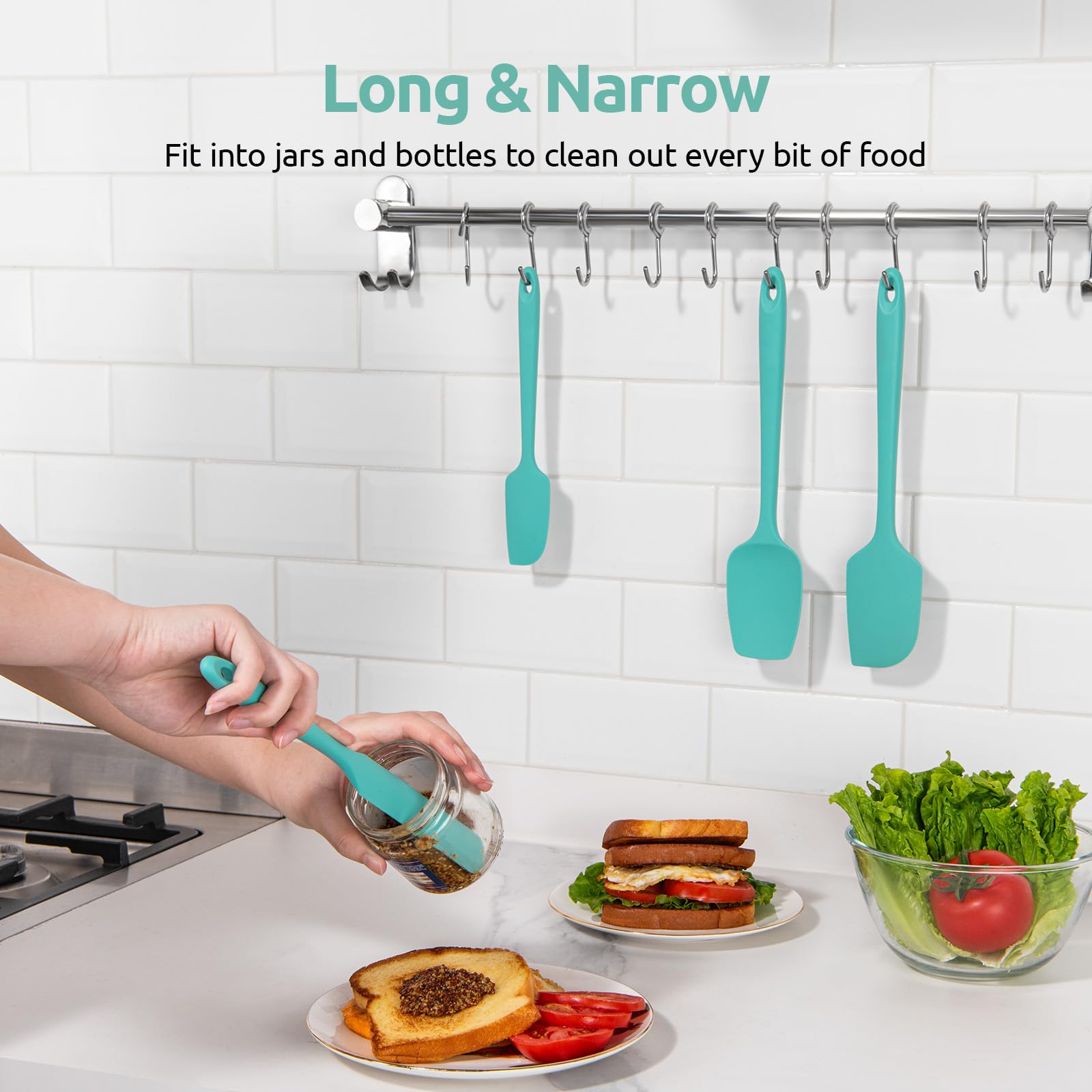 U-Taste spatulas arranged on bakery counter showing lifestyle benefit attractive color