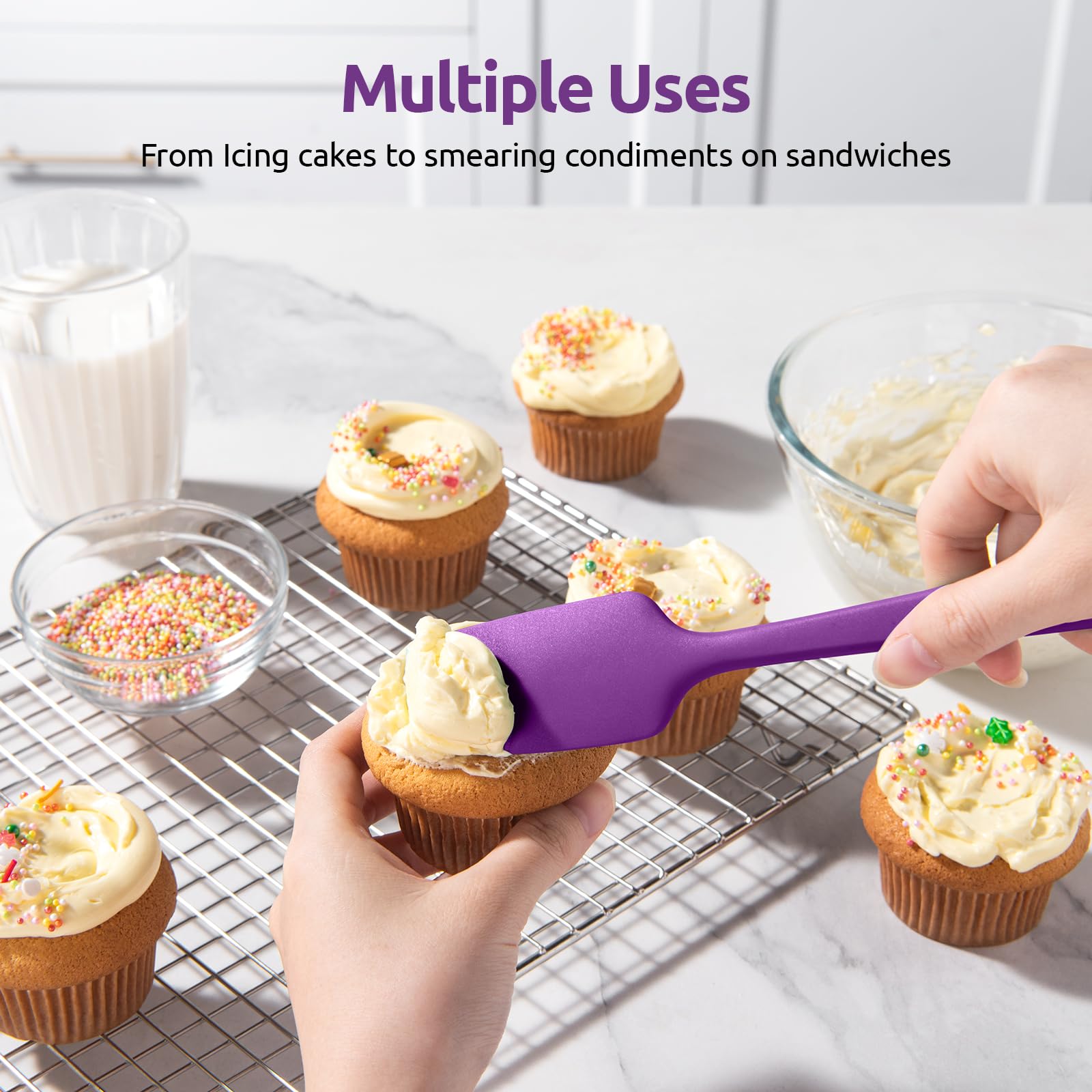 U-Taste spatula bent to show flexible silicone for corner access