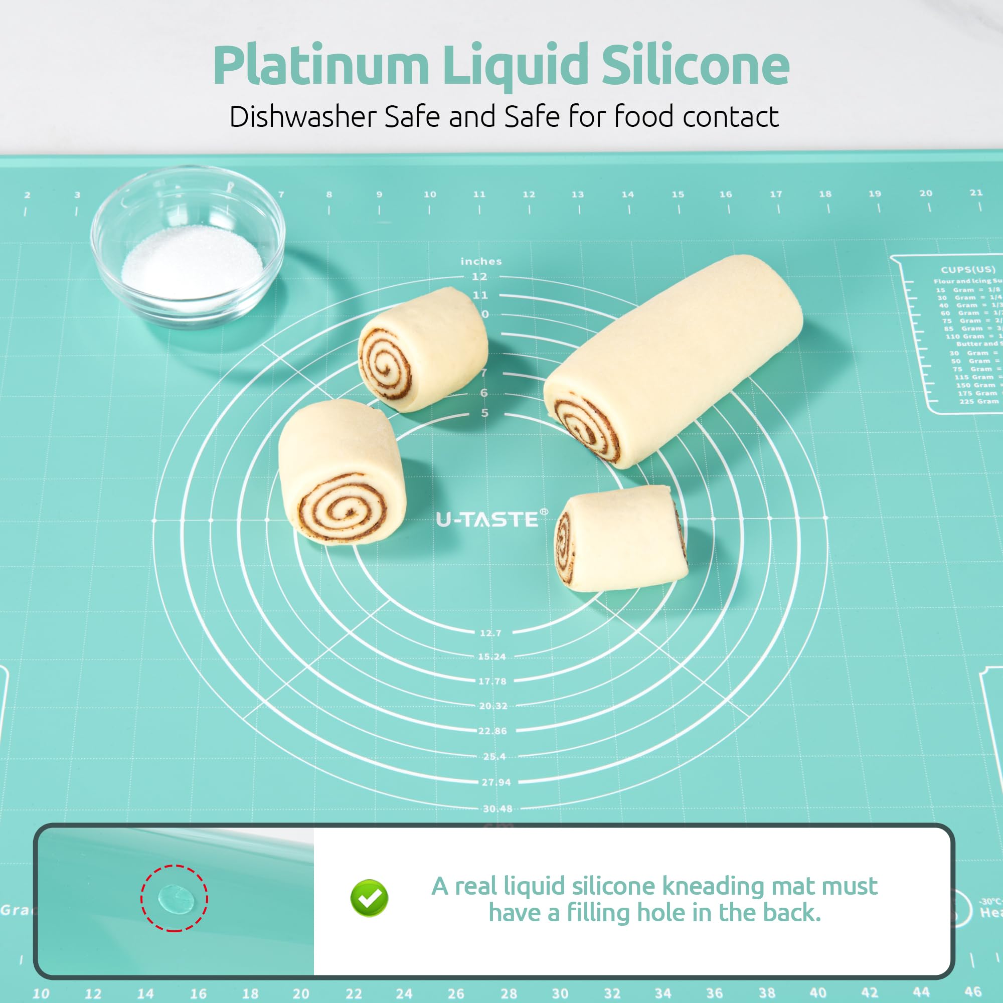 U-Taste edge detail showing 1.2mm silicone thickness and crease-resistant texture for stability