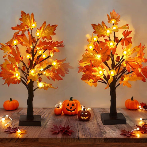 Ucutely front view maple tree glowing warm for cozy decor