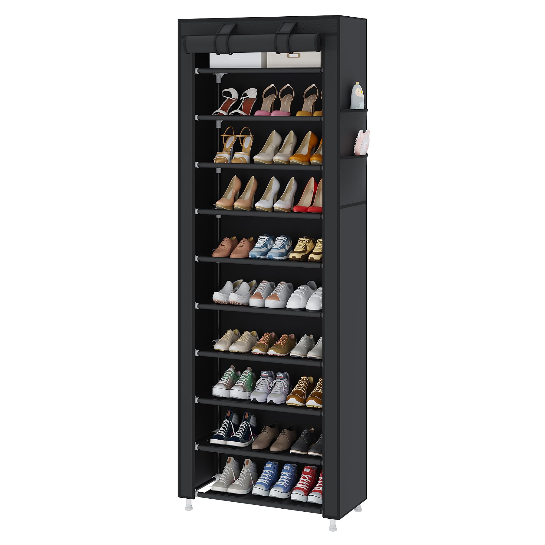 UDEAR front view full rack showing vertical shoe storage and tidy entryway