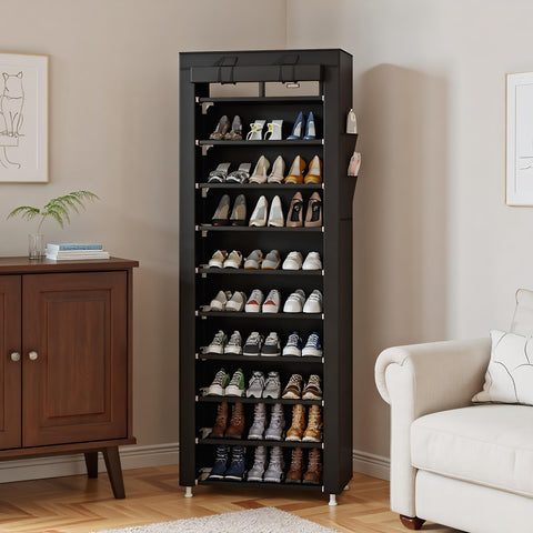UDEAR shelves filled with sneakers and heels demonstrating versatile storage