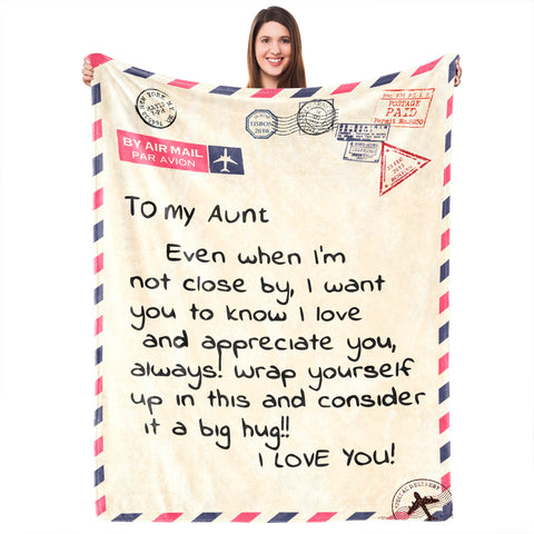 UFOORO front view of gift-ready aunt blanket showing design and dimension benefit
