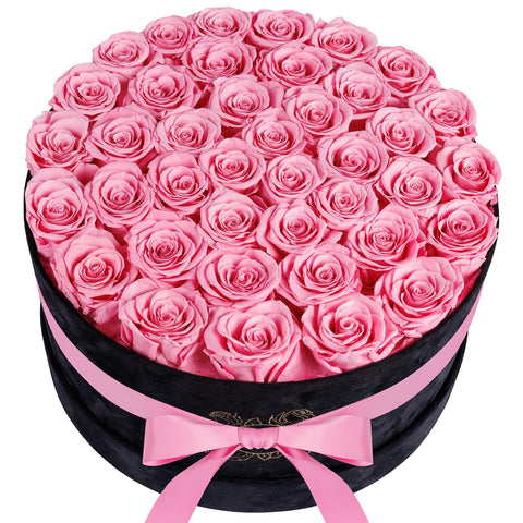 UFOREVER ROSES front suede box shows elegant gift presentation and instant display-ready benefit