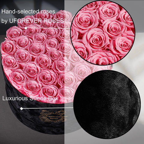 UFOREVER ROSES hands holding box illustrating gift-ready packaging and thoughtful presentation