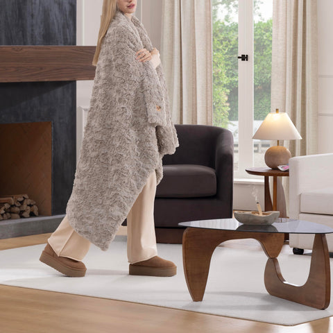 UGG Adalee close-up of wave-textured faux fur showing plush detail