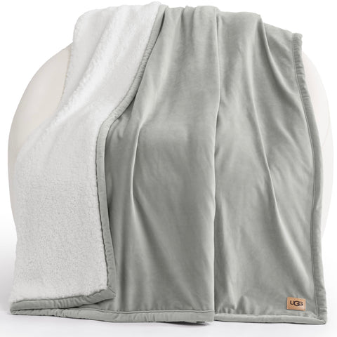 UGG Bliss folded front view showing seal grey and cozy appeal