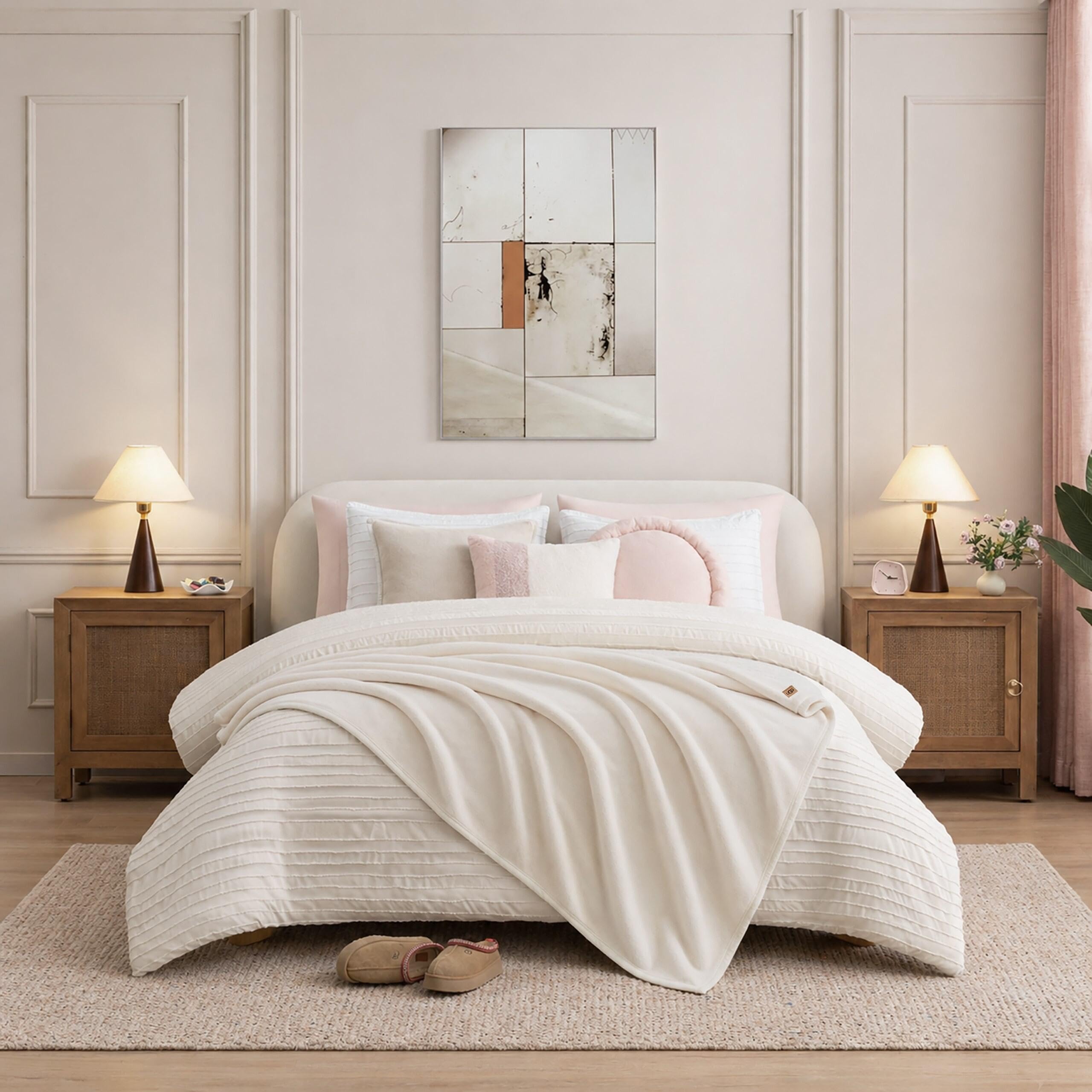 UGG Coco throw macro texture shot emphasizing loft and comfort benefit