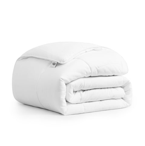 UGG Danielle front view showing full/queen comforter and clean white finish for aesthetic bedding