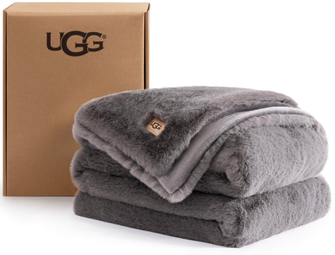 UGG euphoria front view showing charcoal grey plush and inviting texture