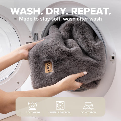 UGG euphoria care tag close-up with washing instructions for longevity
