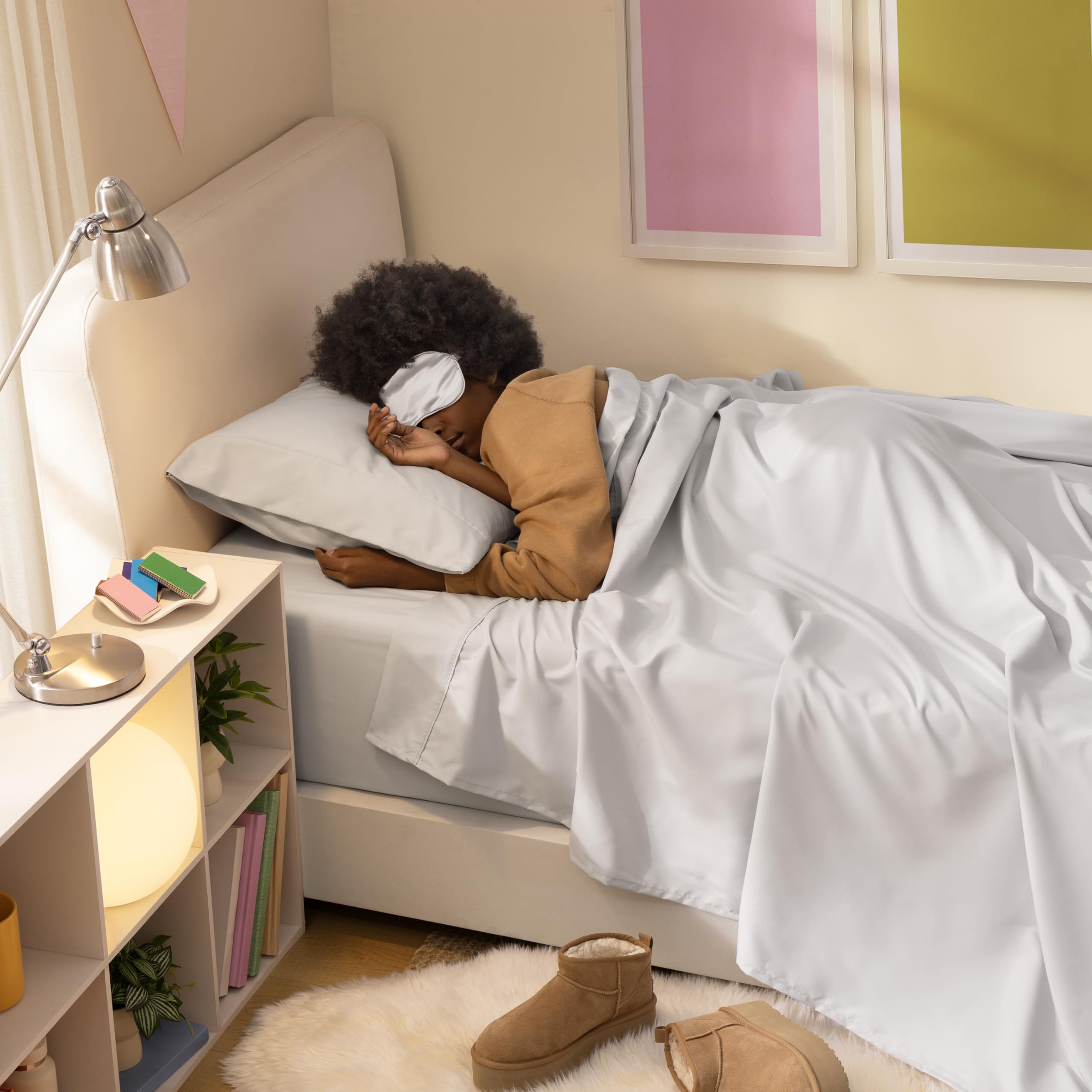 UGG Hedi in a dorm bedroom setting illustrating lightweight comfort and modern decor